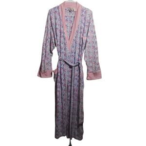 Vintage Victoria's Secret 90s Gold Label Floral Rose Belted Robe Cotton Size M/L